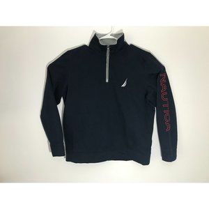 Nautica Mens L Navy Blue 1/4 Zip Pullover Sweater *6